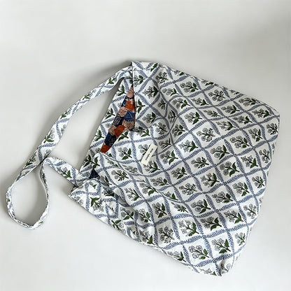 Modern Artistic Floral Print Cotton Tote Bag