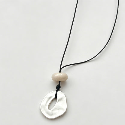 Modern Artistic Matte Hollow Oval Copper Necklace