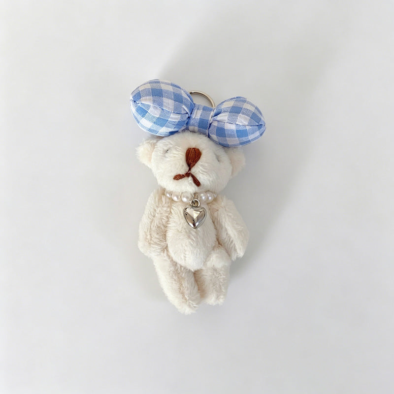 Plush Bear Bow Keychain Bag Charm
