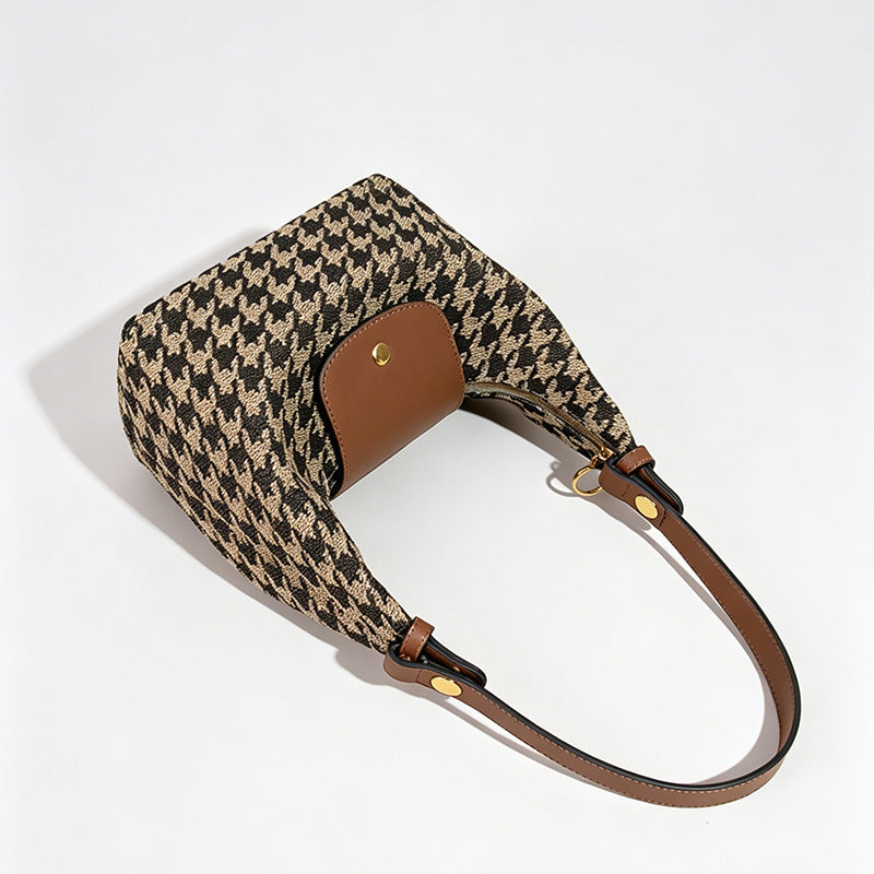 Houndstooth Hobo Handle Handbag
