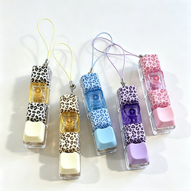 Four-Key Fidget Leopard Keychain
