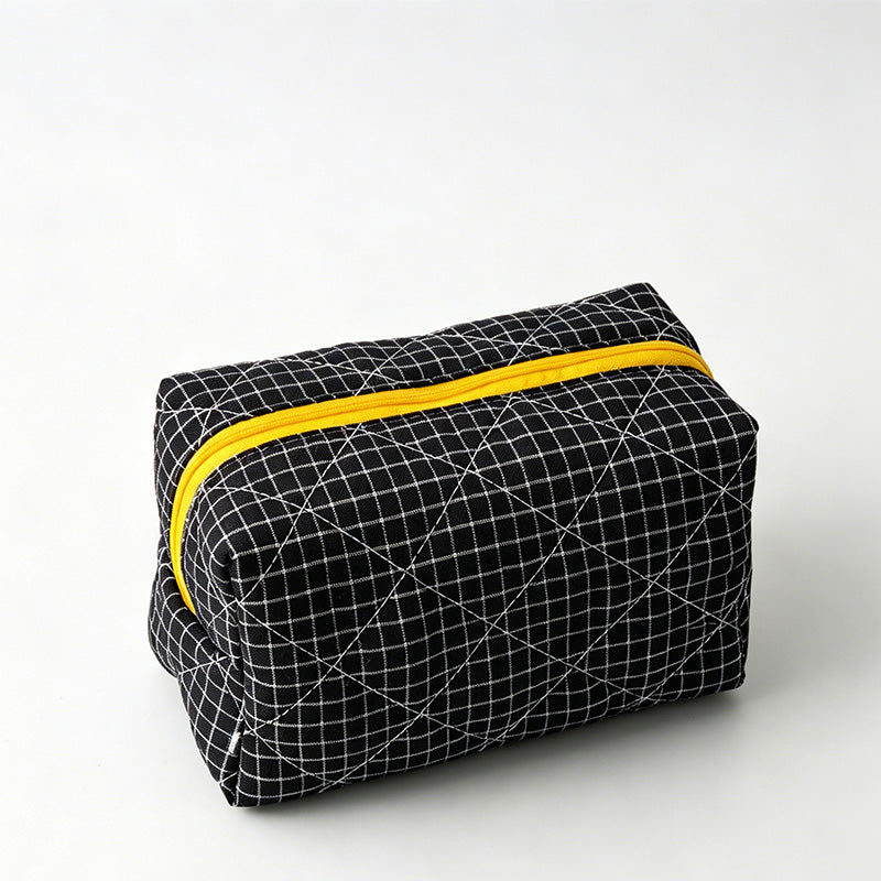 Contrast Plaid Large Capacity Travel Cosmetic Bag