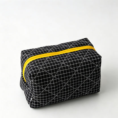 Contrast Plaid Large Capacity Travel Cosmetic Bag