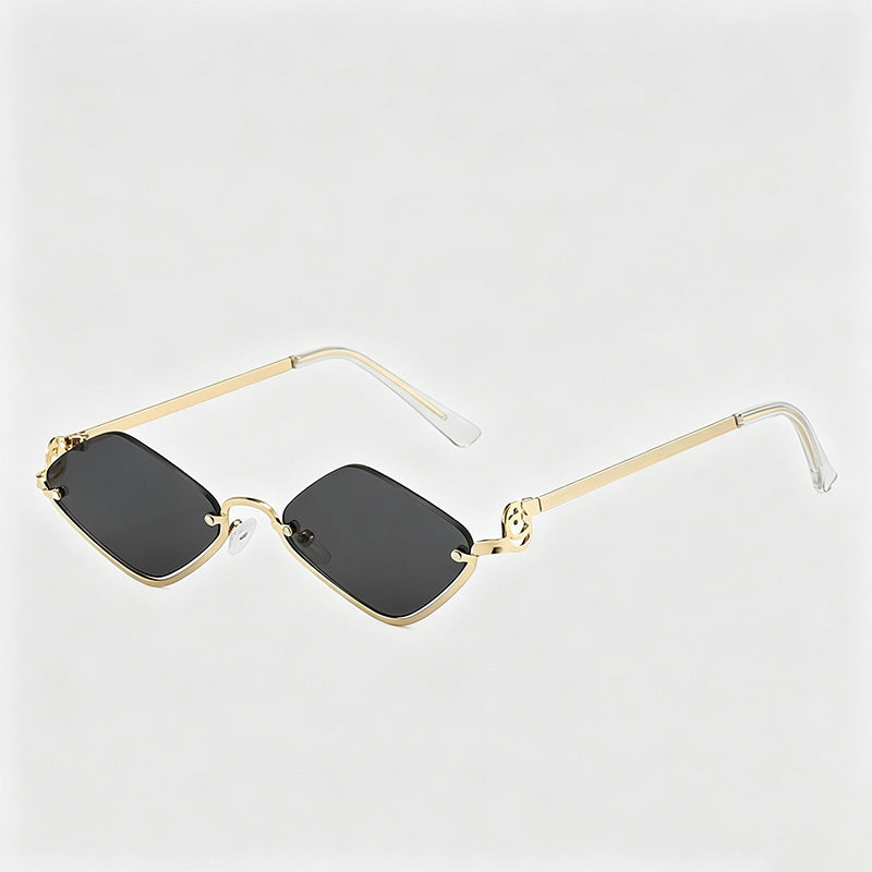 Half-rim Diamond Metal Sunglasses