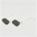 Half-rim Diamond Metal Sunglasses