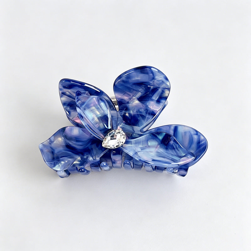 Iridescent Flower Rhinestone Hair Claw Clip