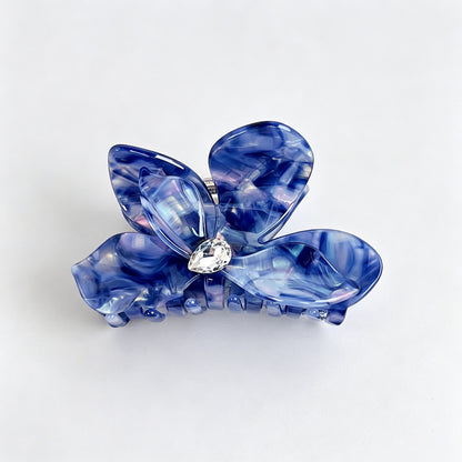 Iridescent Flower Rhinestone Hair Claw Clip