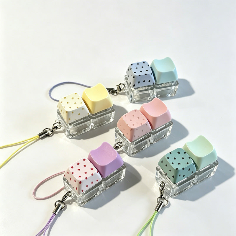 Two-Key Polka Dot Keychain