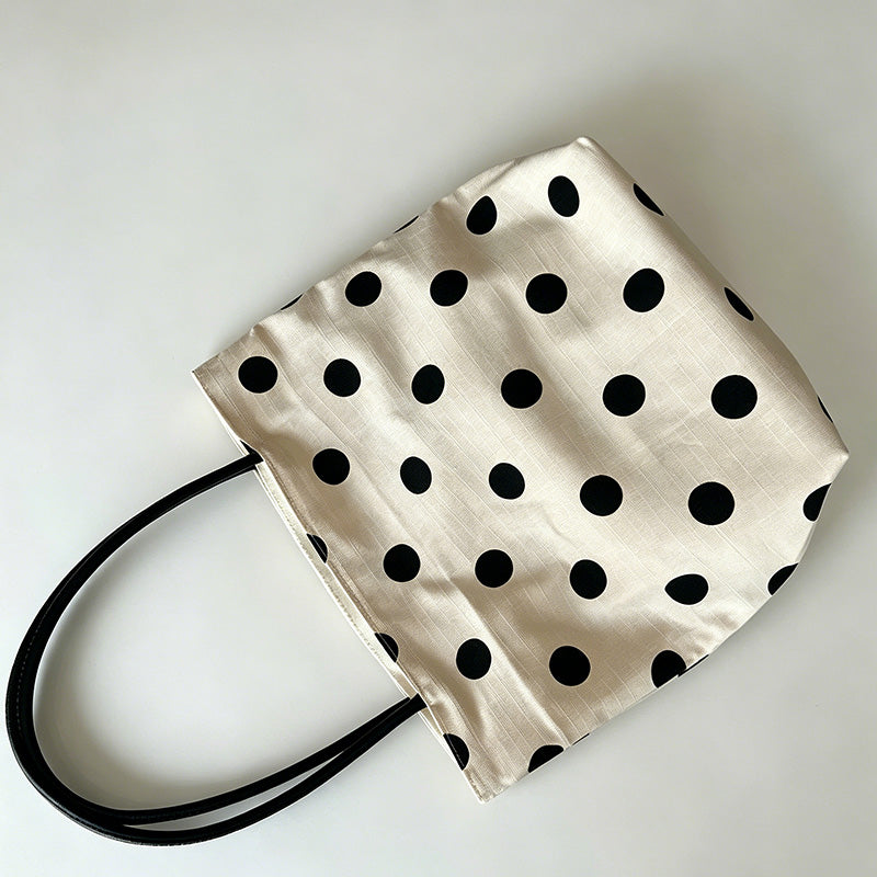 Casual Cotton Linen Polka Dot Shoulder Bag