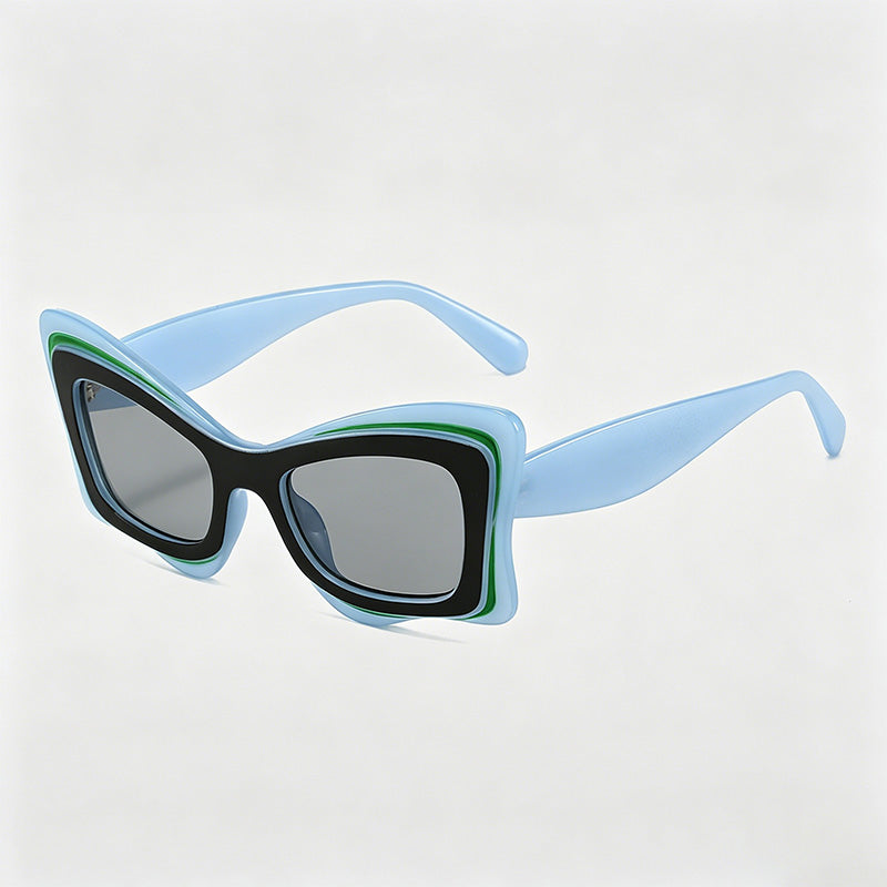Double-Layer Wavy Butterfly Irregular Cat Eye Sunglasses