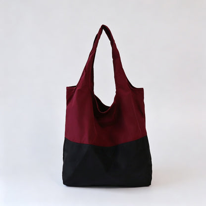 Two-Tone Spliced Foldable Shopping Tote
