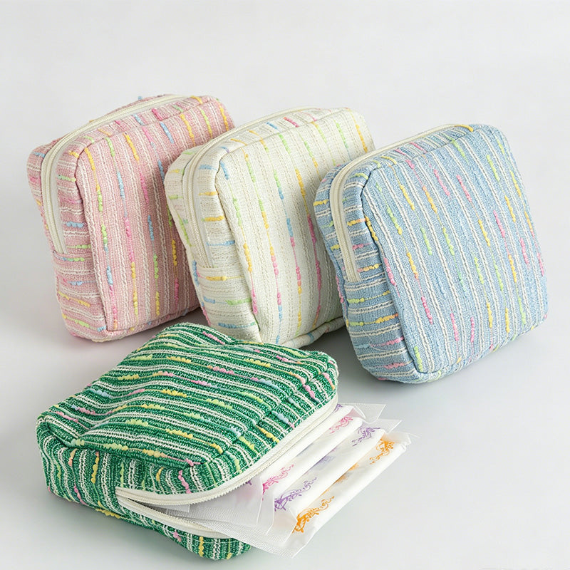 Colorful Striped Square Cosmetic Pouch