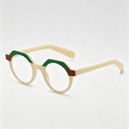 Vintage Two-Tone Round Octagon PC Fashion Sunglasses