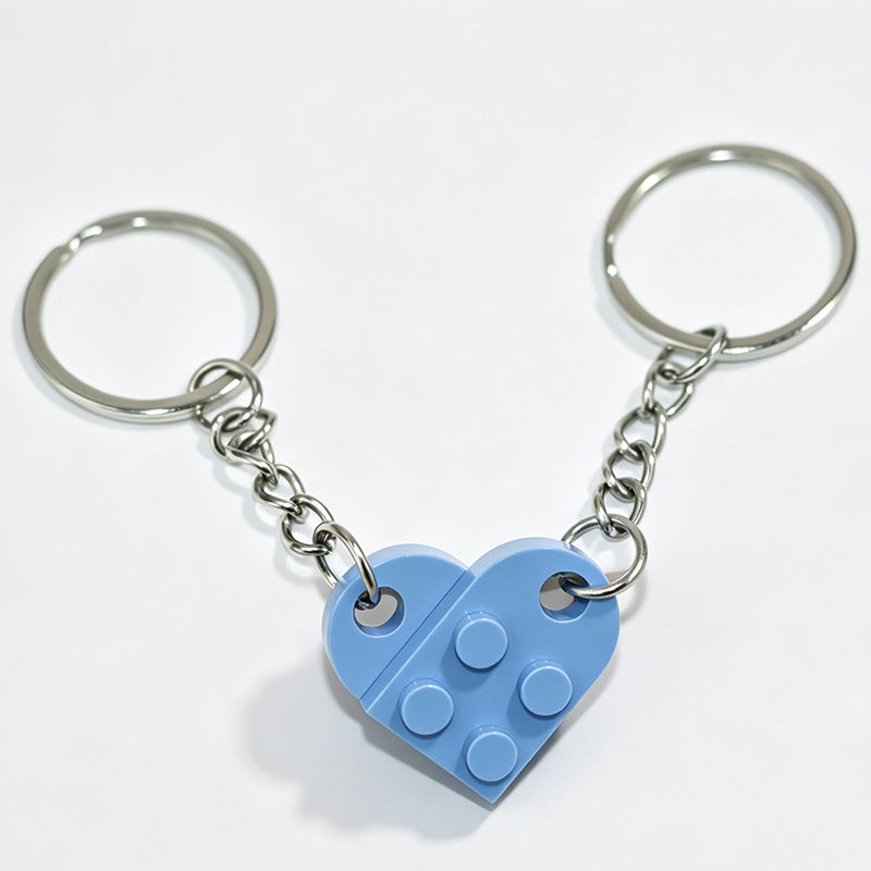 Split Heart Building Block Couple Keychain