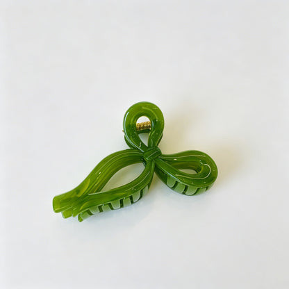 Jelly Solid Color Ribbon Bow Hair Clip