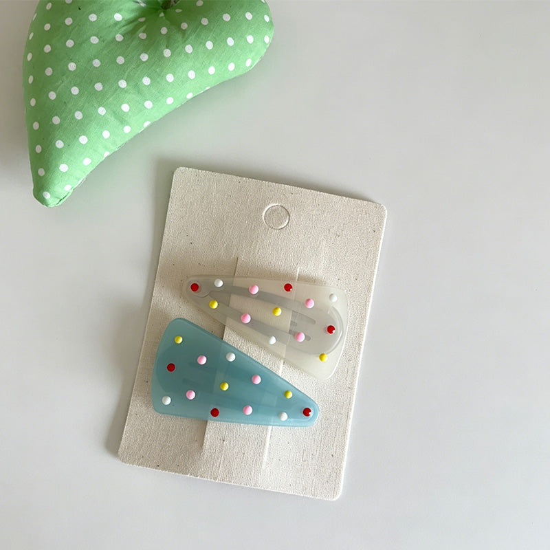 Colorful Jelly Polka Dot Triangle BB Clips 2PCS Set
