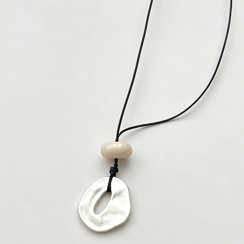 Modern Artistic Matte Hollow Oval Copper Necklace