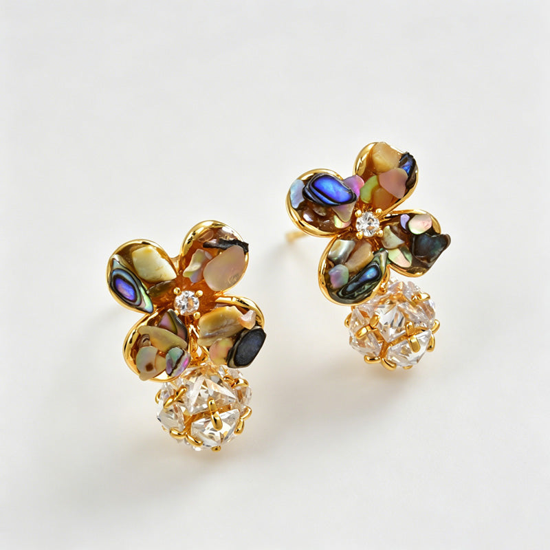 Floral Bowknot Shell Earrings