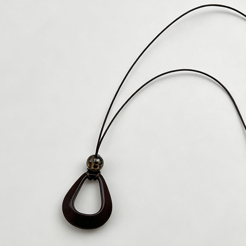 Retro Irregular Pendant Leather Cord Necklace