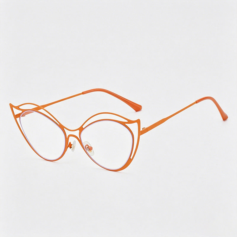 Irregular Double-Layer Hollow Metal Cat-Eye Glasses