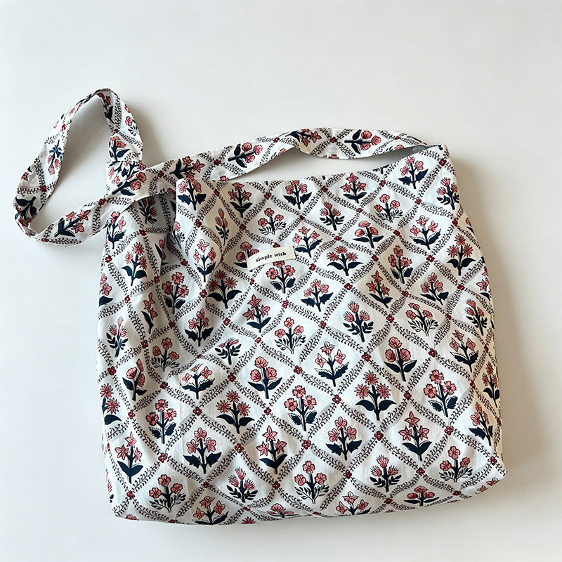 Artistic Print Pure Cotton Shoulder Bag