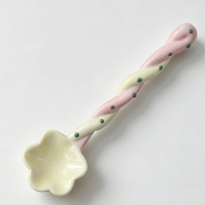 Twisted Handle Ceramic Spoon