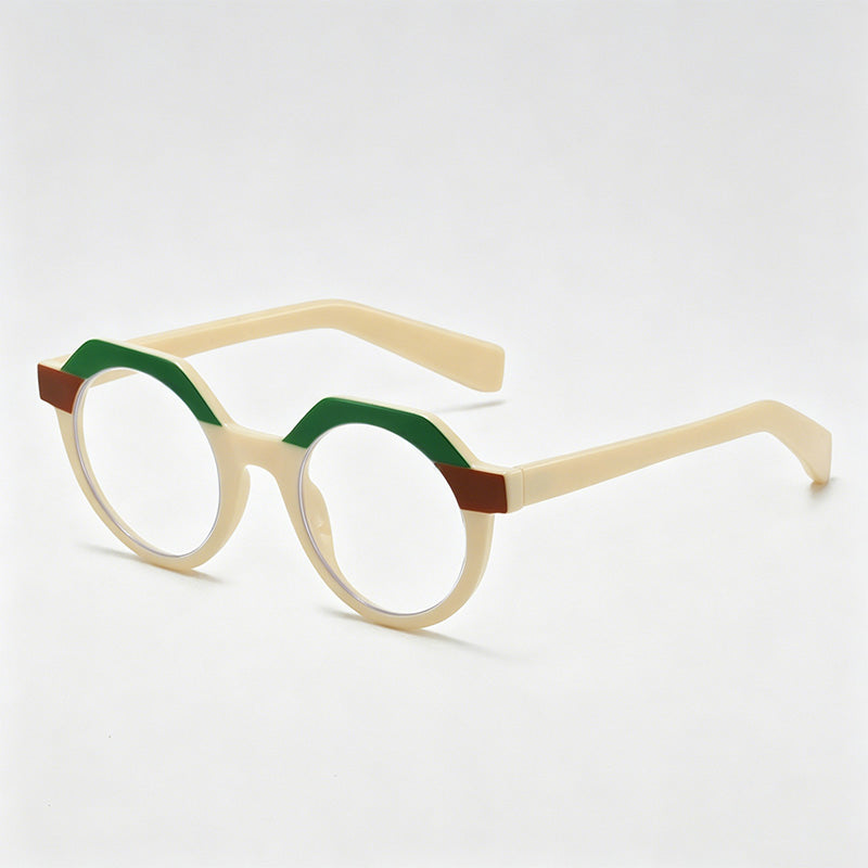 Vintage Two-Tone Round Octagon PC Fashion Sunglasses