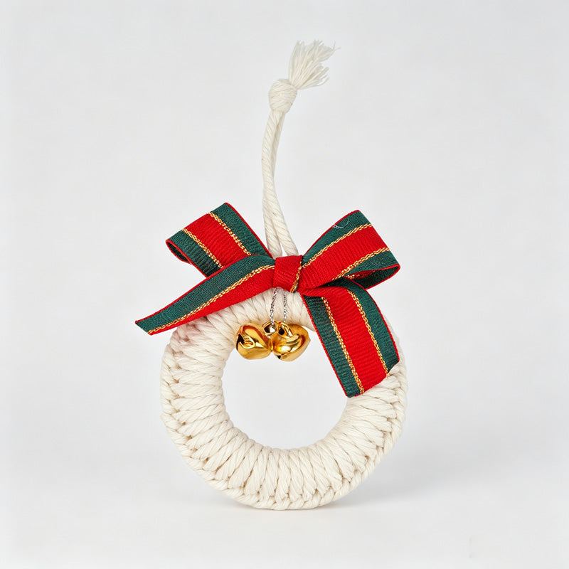 Hand Knitted Mini Wreath Ornament Hanging