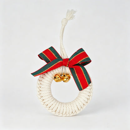 Hand Knitted Mini Wreath Ornament Hanging