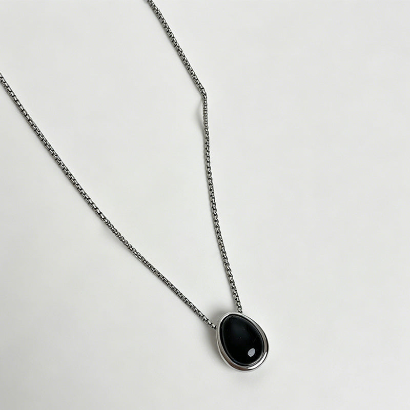 Modern Solid Heart Bean Titanium Steel Necklace