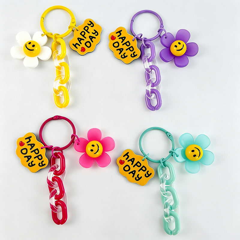 Smiley Flower Acrylic Keychain
