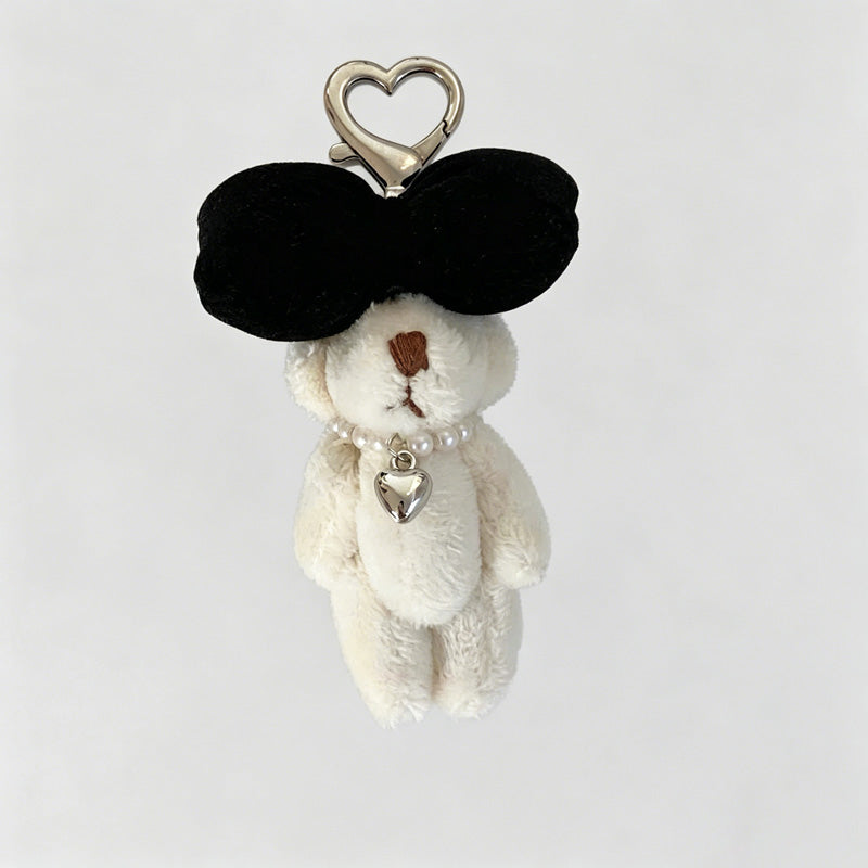 Plush Bear Bow Keychain Bag Charm