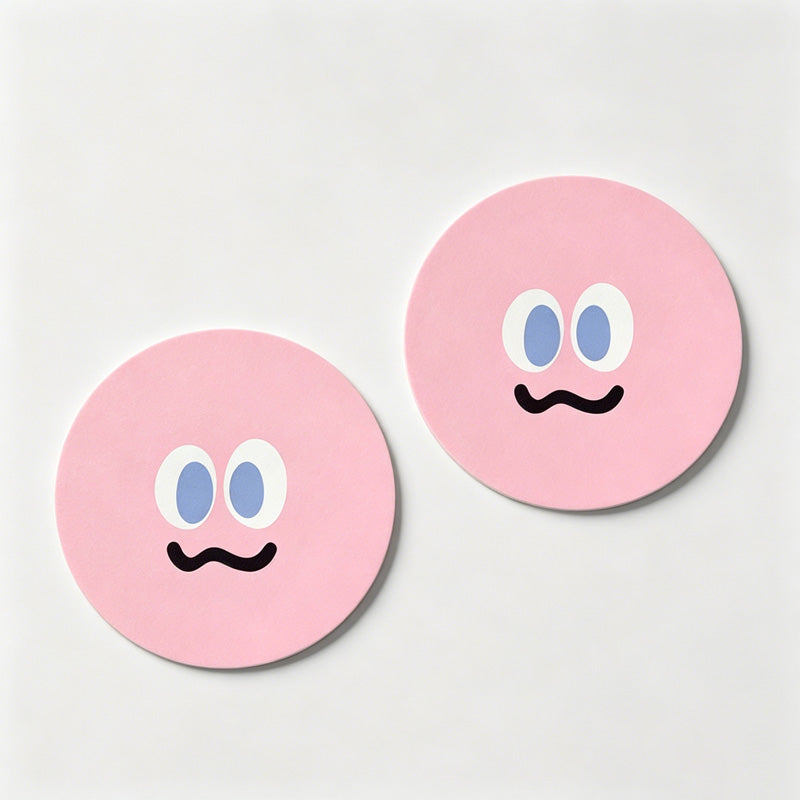 Emoji Print Round Car Coaster