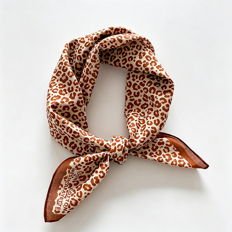 Leopard Print Square Bandana Scarf