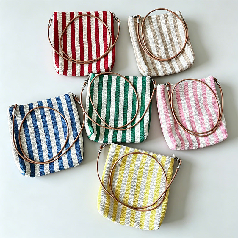 Colorful Canvas Striped Crossbody Bag
