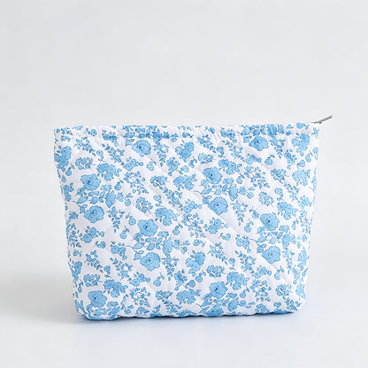 Floral Quilted Capacity Cosmetic Pouch