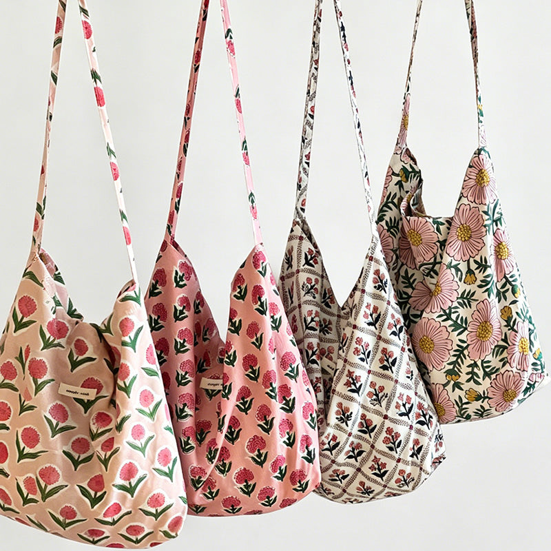 Artistic Print Pure Cotton Shoulder Bag