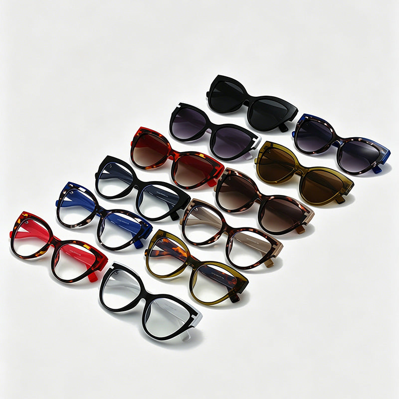 Stylish Two-Tone Cat-Eye PC Frame Fashion Sunglasses
