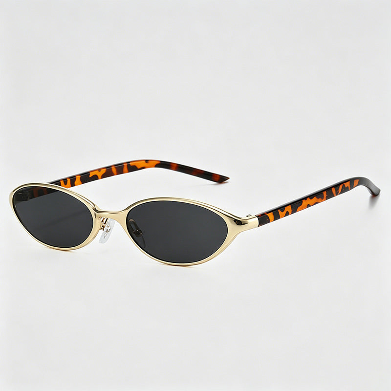 Vintage Slim Oval Metal Frame Y2K Fashion Sunglasses