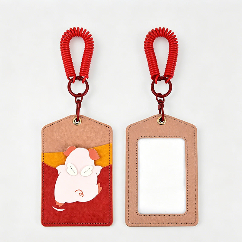 Lovely Hiding Animal PU Lanyard Card Case
