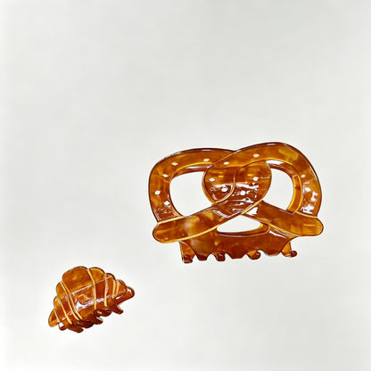 Pretzel & Croissant Acrylic Hair Claw Clip