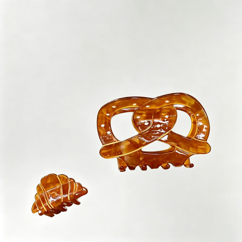 Pretzel & Croissant Acrylic Hair Claw Clip