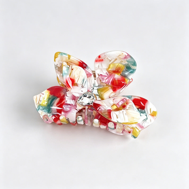 Iridescent Flower Rhinestone Hair Claw Clip