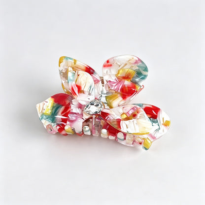 Iridescent Flower Rhinestone Hair Claw Clip