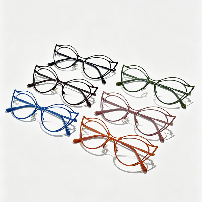 Irregular Double-Layer Hollow Metal Cat-Eye Glasses