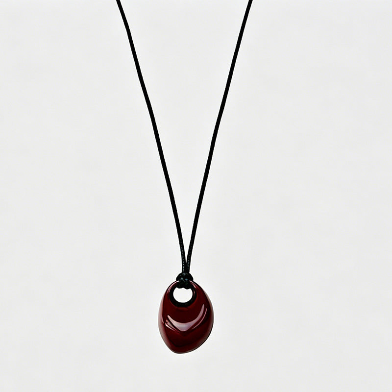 Elegant Minimalist Geometric Bean Pendant Long Necklace