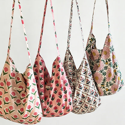 Artistic Print Pure Cotton Shoulder Bag