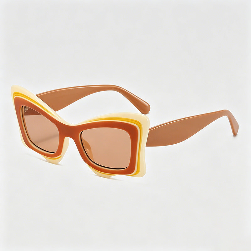 Double-Layer Wavy Butterfly Irregular Cat Eye Sunglasses