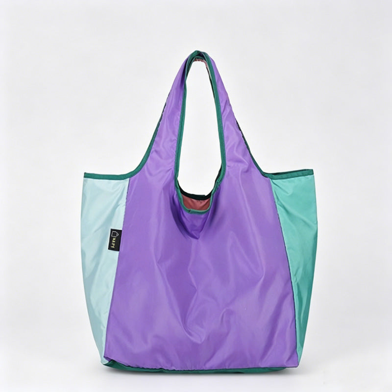 Multi-Color Patchwork Foldable Shopping Tote Bag