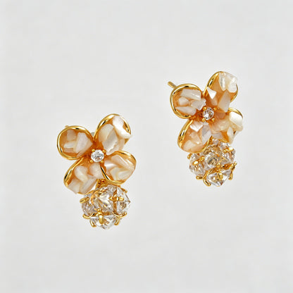 Floral Bowknot Shell Earrings